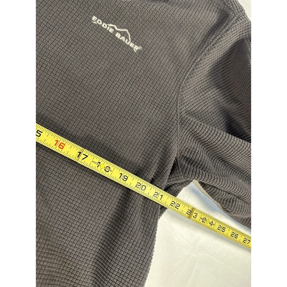 Eddie Bauer Waffle Knit‎ Sweater Mens XL Gray  Fleece 1/4  Pullover - Picture 5 of 7
